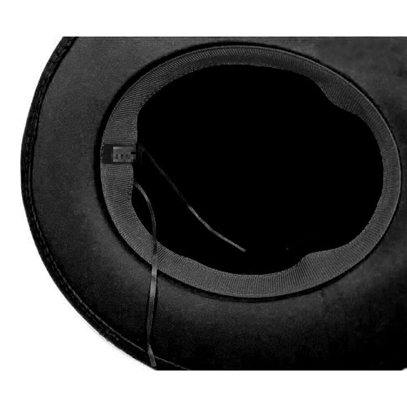 NaRaMax Classic Fashion Black Wide Brim Flat Top Fedora Panama Hat Felt Church Derby Cap Pork Pie Hat Jazz Hat - Image 2